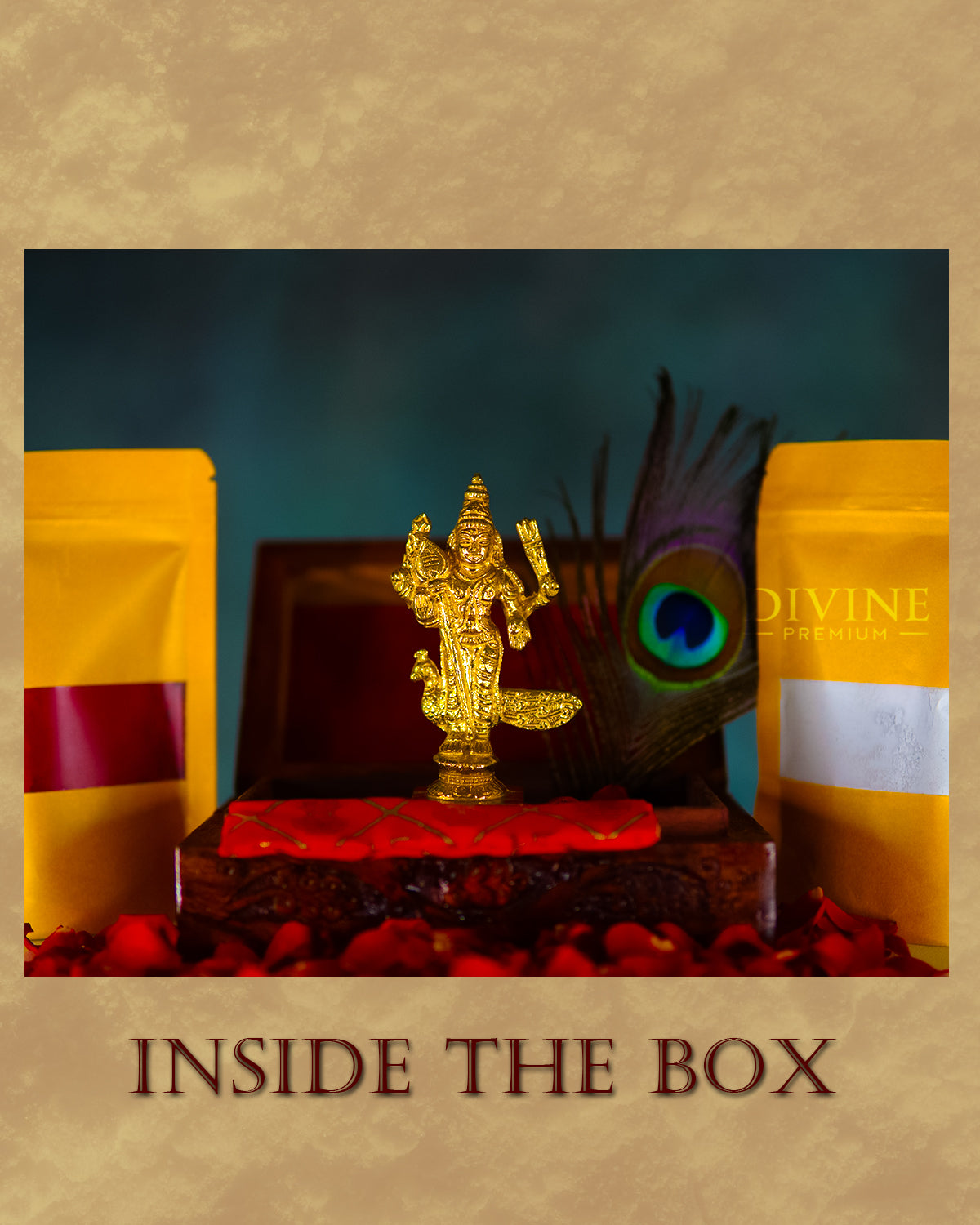 Lord Murugar Handmade Brass Idol (4 inch)